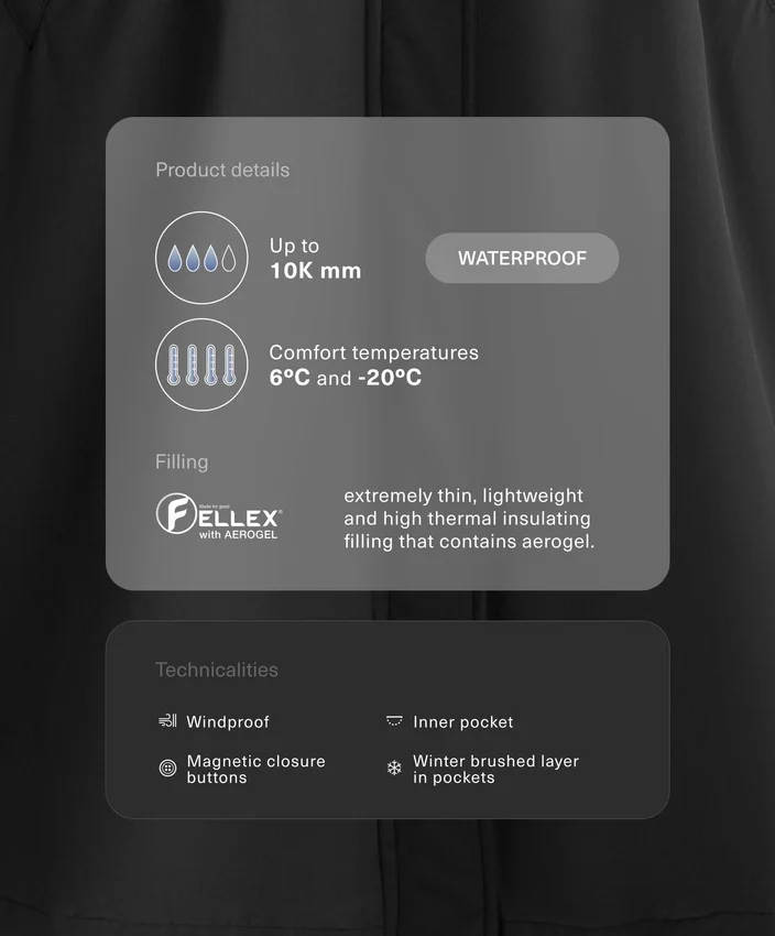 Giacca lunga imbottita impermeabile Fellex® con Aerogel 10K Giacca lunga imbottita impermeabile Fellex® con Aerogel 10K