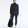 Giacca lunga in piqué con bordino in cotone a contrasto Giacca lunga in piqué con bordino in cotone a contrasto