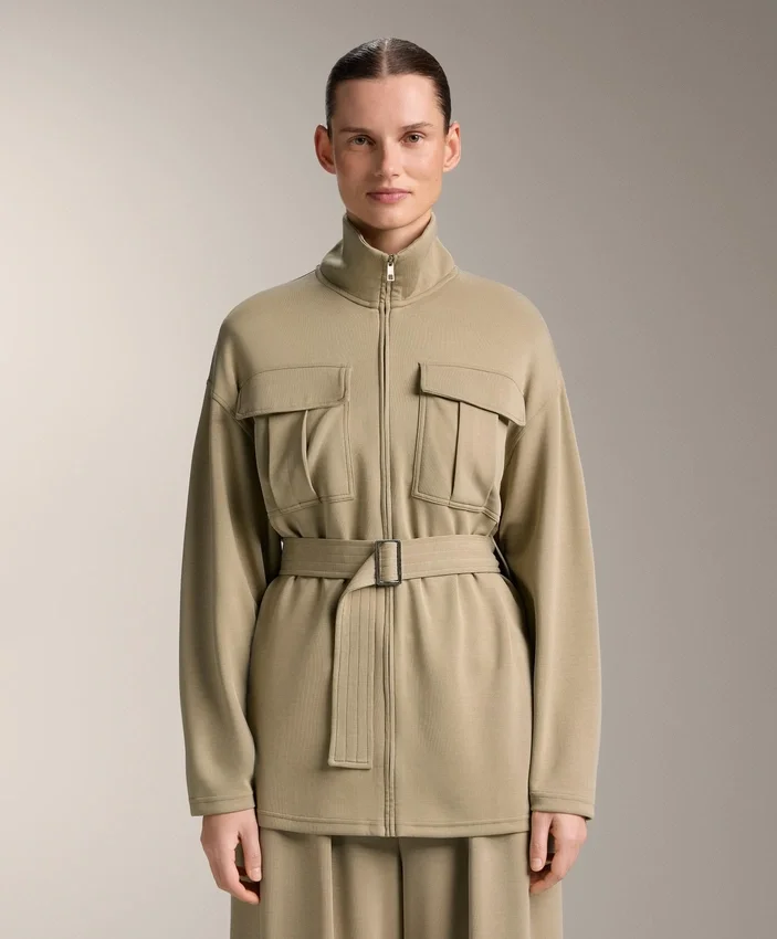 Giacca lunga Soft Touch in modal con cintura Giacca lunga Soft Touch in modal con cintura