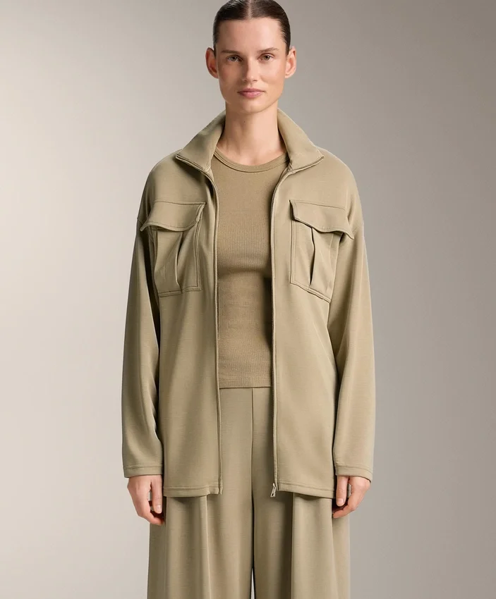 Giacca lunga Soft Touch in modal con cintura Giacca lunga Soft Touch in modal con cintura
