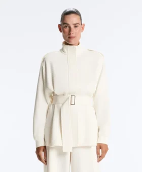 Giacca lunga utility con cintura in twill