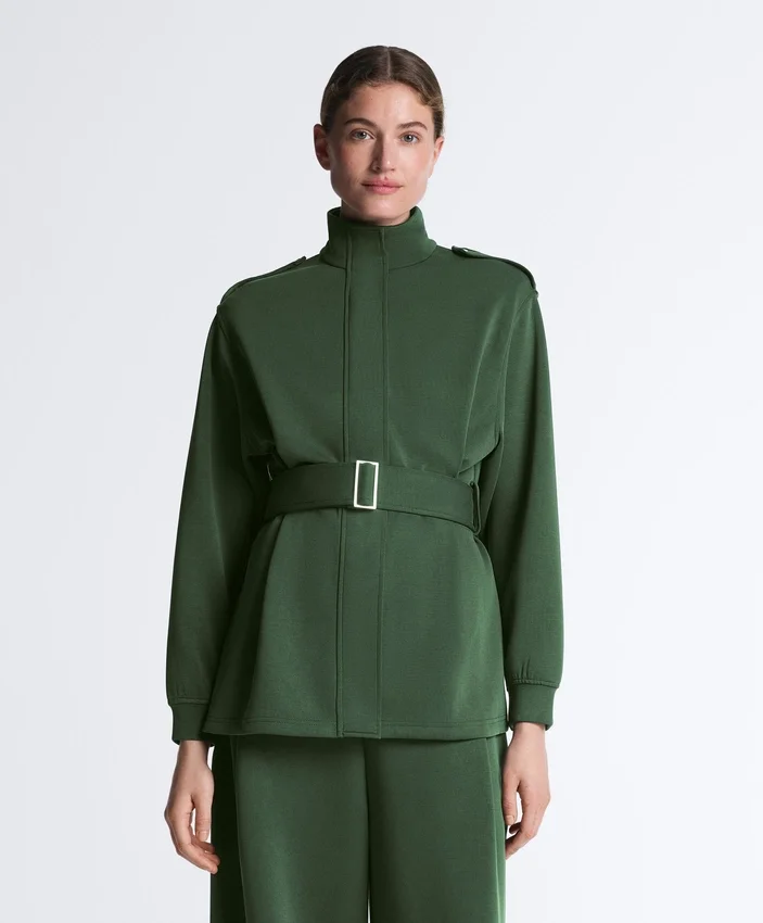 Giacca lunga utility con cintura in twill Giacca lunga utility con cintura in twill