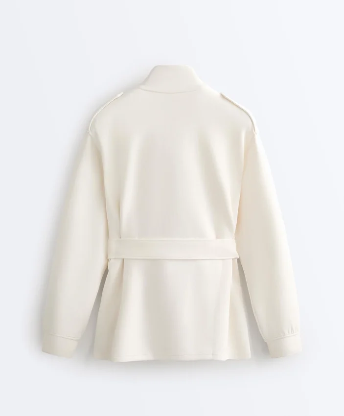 Giacca lunga utility con cintura in twill Giacca lunga utility con cintura in twill