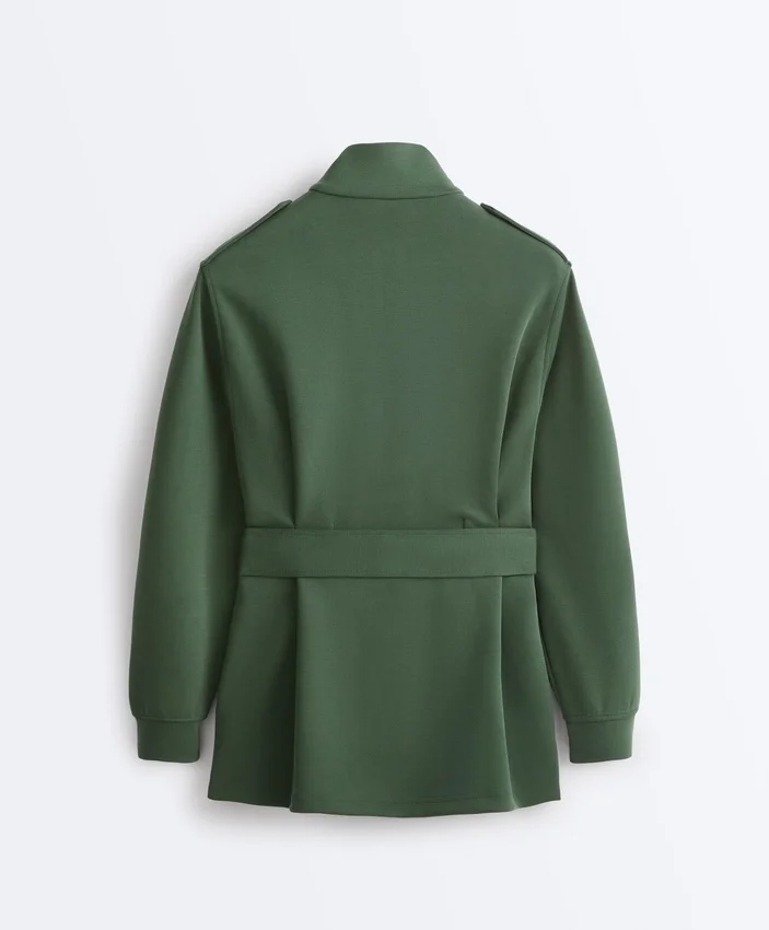 Giacca lunga utility con cintura in twill Giacca lunga utility con cintura in twill
