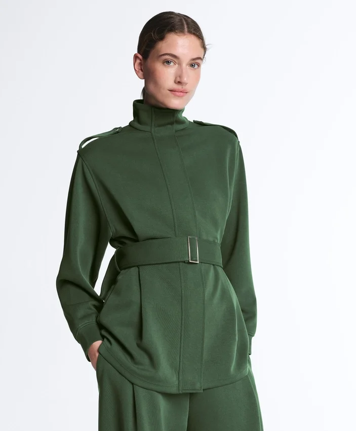 Giacca lunga utility con cintura in twill Giacca lunga utility con cintura in twill
