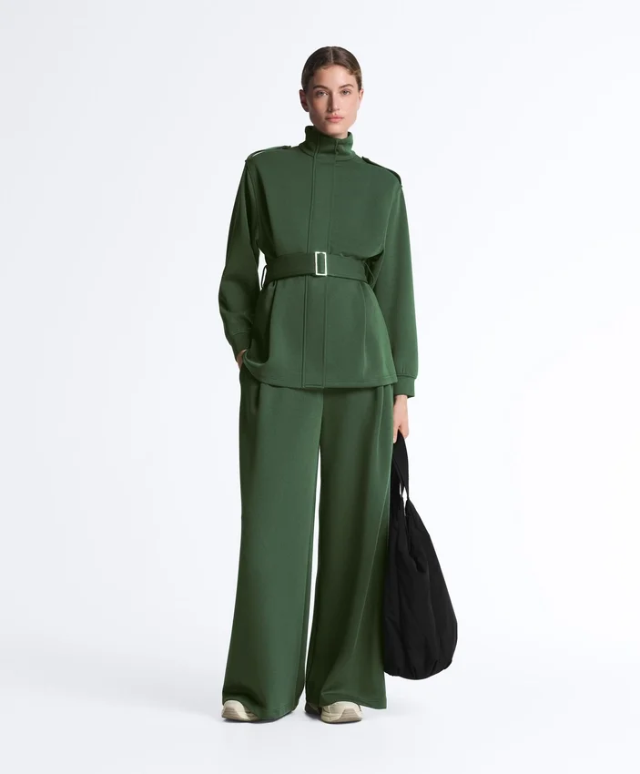 Giacca lunga utility con cintura in twill Giacca lunga utility con cintura in twill
