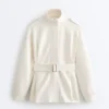 Giacca lunga utility con cintura in twill Giacca lunga utility con cintura in twill