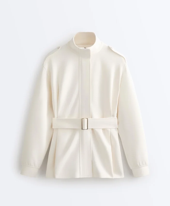 Giacca lunga utility con cintura in twill Giacca lunga utility con cintura in twill