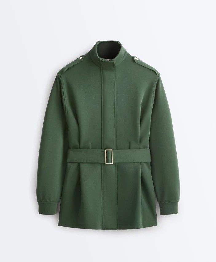 Giacca lunga utility con cintura in twill Giacca lunga utility con cintura in twill