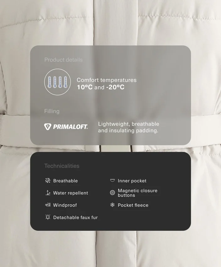Giacca midi imbottita in Primaloft® idrorepellente Giacca midi imbottita in Primaloft® idrorepellente