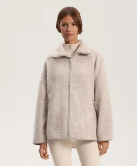 Giacca oversize in finta pelle di montoni