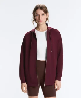 Giacca oversize in piqué di cotone con cappuccio