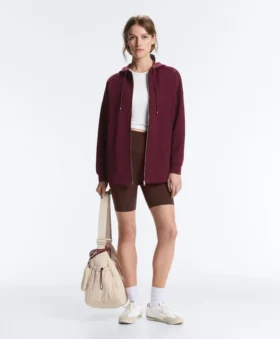 Giacca oversize in piqué di cotone con cappuccio