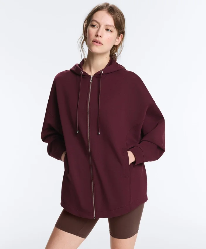 Giacca oversize in piqué di cotone con cappuccio Giacca oversize in piqué di cotone con cappuccio