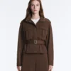 Giacca utility corta in piqué con cintura
