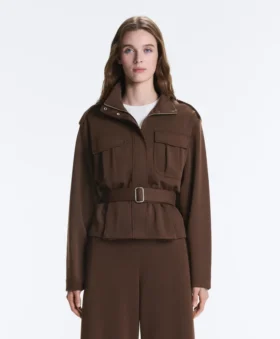 Giacca utility corta in piqué con cintura