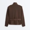 Giacca utility corta in piqué con cintura