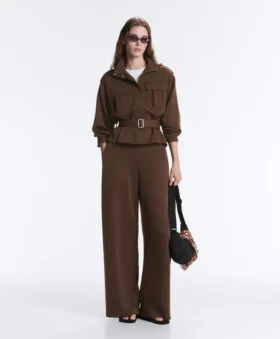 Giacca utility corta in piqué con cintura