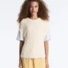 Gilet a maglia intrecciata con scollo rotondo