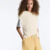Gilet a maglia intrecciata con scollo rotondo