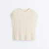 Gilet a maglia intrecciata con scollo rotondo