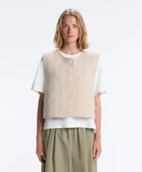 Gilet trapuntato a quadretti floreali Gilet trapuntato a quadretti floreali