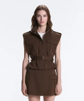 Gilet utility in piqué con cintura in cotone