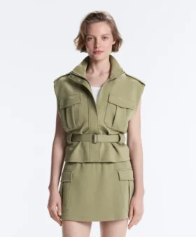 Gilet utility in piqué con cintura in cotone
