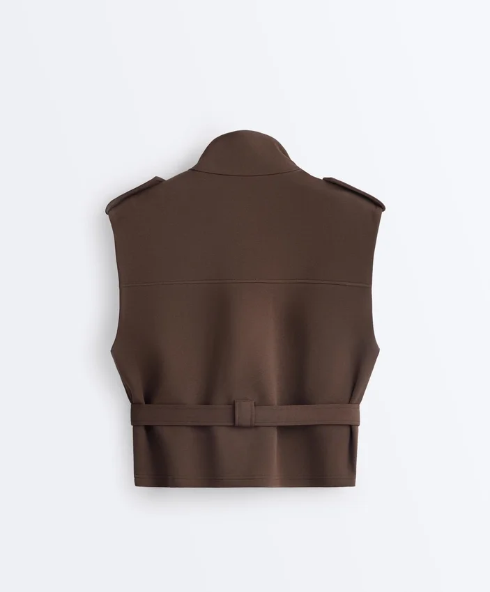 Gilet utility in piqué con cintura in cotone Gilet utility in piqué con cintura in cotone