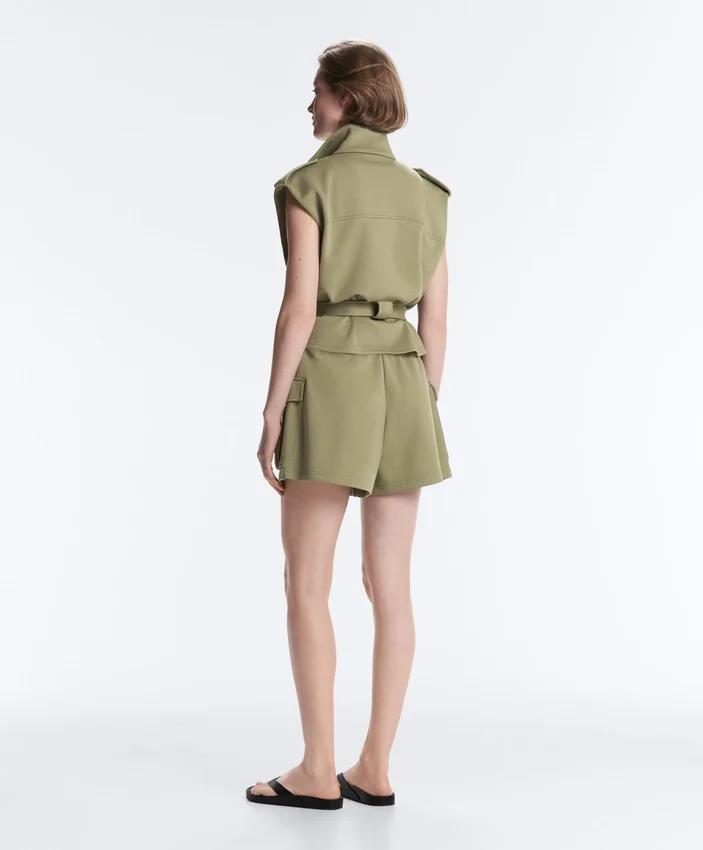 Gilet utility in piqué con cintura in cotone Gilet utility in piqué con cintura in cotone