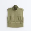 Gilet utility in piqué con cintura in cotone Gilet utility in piqué con cintura in cotone