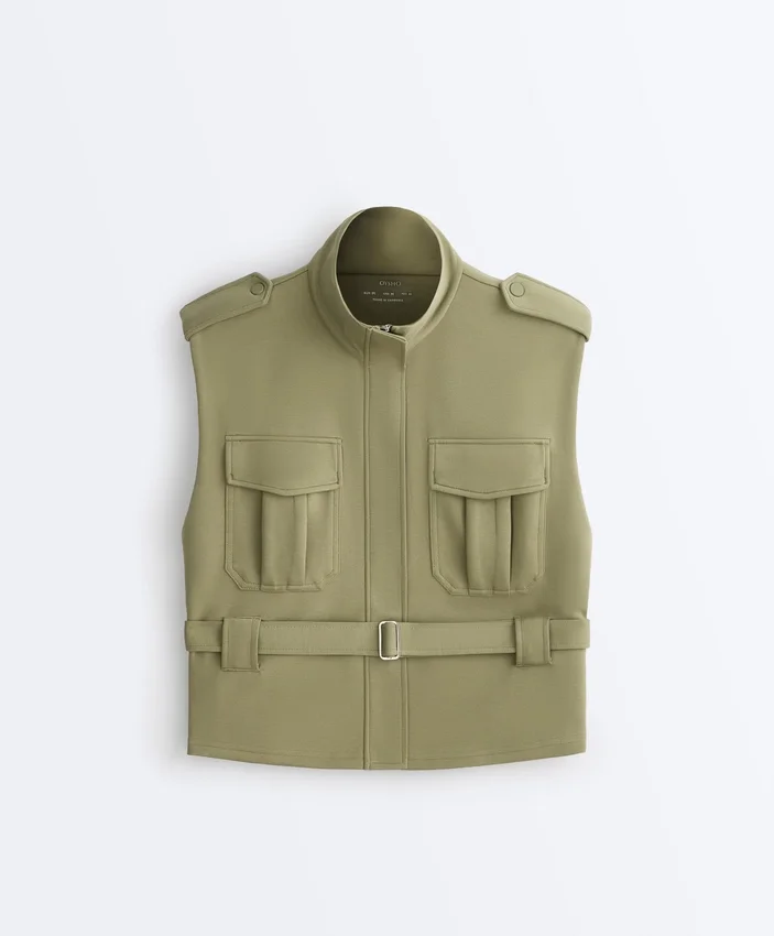 Gilet utility in piqué con cintura in cotone Gilet utility in piqué con cintura in cotone