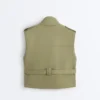 Gilet utility in piqué con cintura in cotone Gilet utility in piqué con cintura in cotone