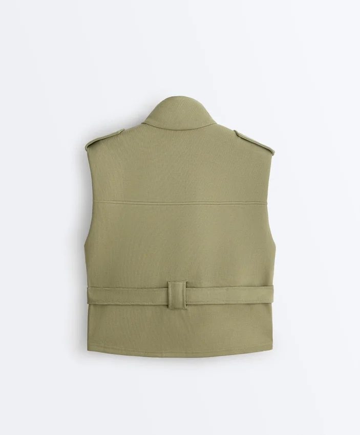 Gilet utility in piqué con cintura in cotone Gilet utility in piqué con cintura in cotone