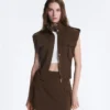 Gilet utility in piqué con cintura in cotone Gilet utility in piqué con cintura in cotone