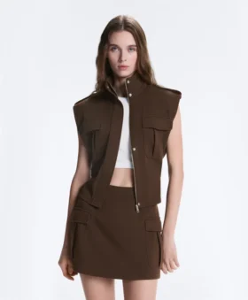 Gilet utility in piqué con cintura in cotone