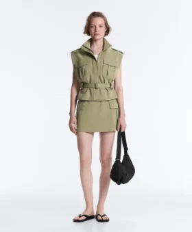 Gilet utility in piqué con cintura in cotone