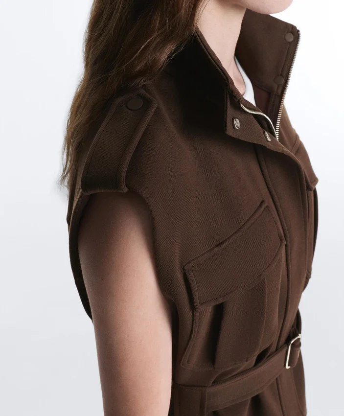 Gilet utility in piqué con cintura in cotone Gilet utility in piqué con cintura in cotone