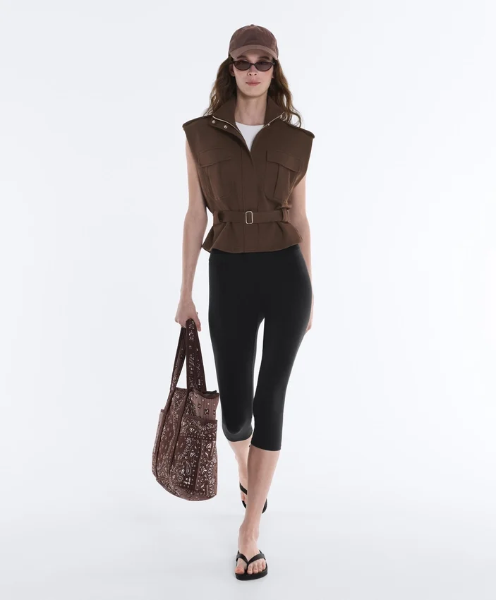 Gilet utility in piqué con cintura in cotone Gilet utility in piqué con cintura in cotone