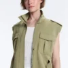 Gilet utility in piqué con cintura in cotone Gilet utility in piqué con cintura in cotone