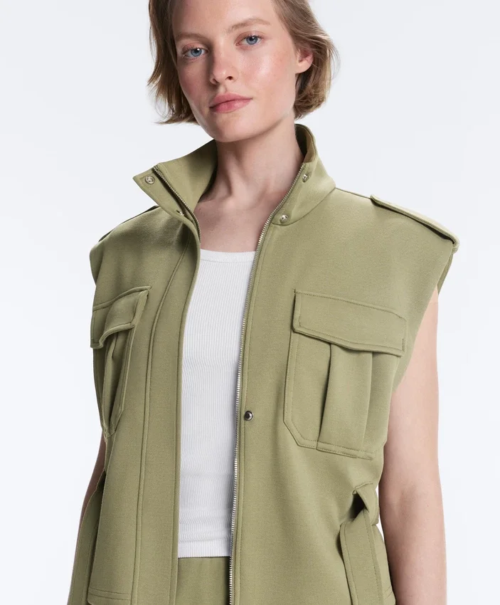 Gilet utility in piqué con cintura in cotone Gilet utility in piqué con cintura in cotone