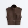 Gilet utility in piqué con cintura in cotone Gilet utility in piqué con cintura in cotone
