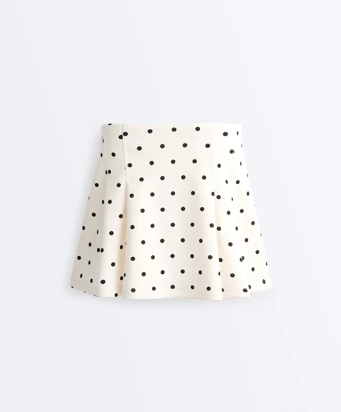 Gonna corta in piqué con pois in cotone Gonna corta in piqué con pois in cotone