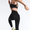 Leggings a vita alta, Compressive, lunghi fino alla caviglia, con tasca