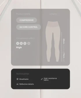 Leggings a vita alta, Compressive, riflettenti, con Core Control, lunghezza alla caviglia