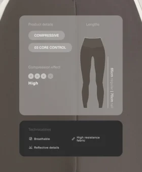 Leggings a vita alta, Compressive, riflettenti, con Core Control, lunghezza alla caviglia