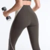 Leggings a vita alta, Compressive, riflettenti, con Core Control, lunghezza alla caviglia