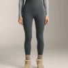 Leggings a vita altissima senza cuciture, extra caldi, a coste, lunghi fino alla caviglia, 70 cm