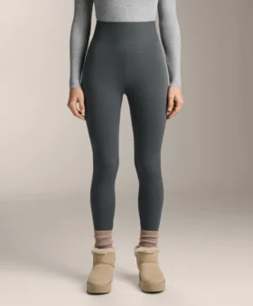 Leggings a vita altissima senza cuciture, extra caldi, a coste, lunghi fino alla caviglia, 70 cm