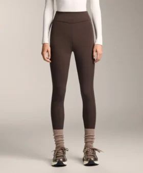 Leggings caldi a vita alta, lunghi fino alla caviglia, con tasche, 70 cm